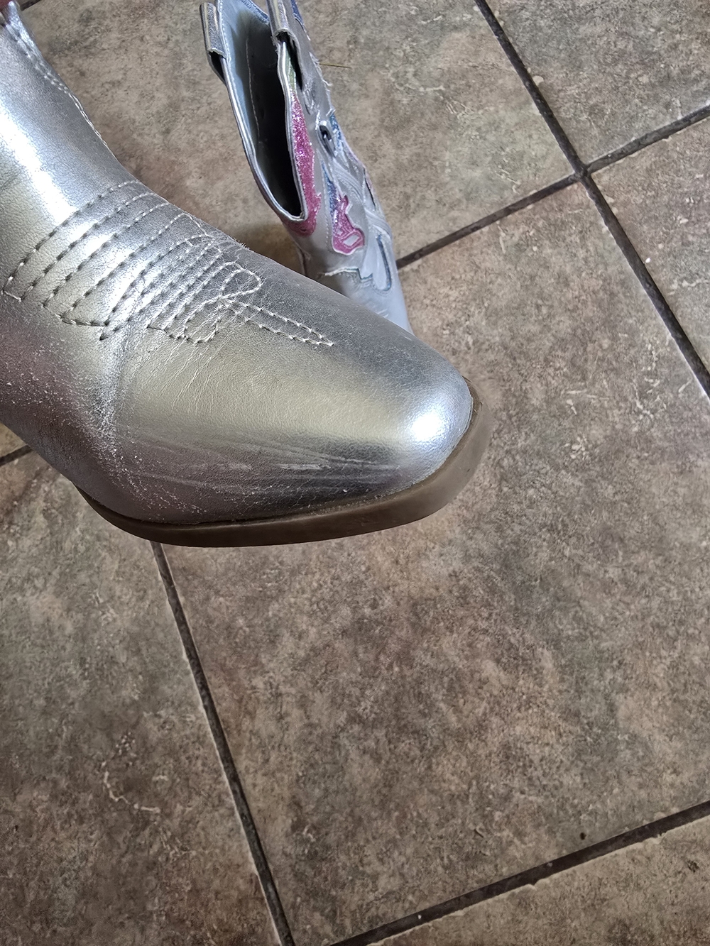 Silver Cowboy Boots Little Girls Size 11 - Picture 2 of 6